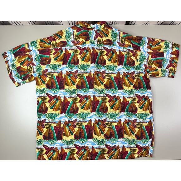 VTG 90s Reyn Spooner Mens Hawaiian Peggy Chun Aloha Camp Shirt XL Tiki Pop Art - Picture 8 of 10